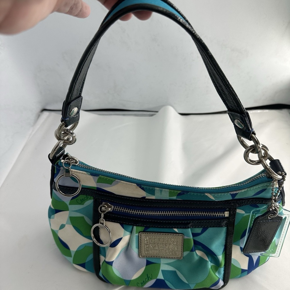 COACH Vintage Poppy Kaleidoscope Mini Bag In Blue Geo Pattern 14736 2 Hangtags